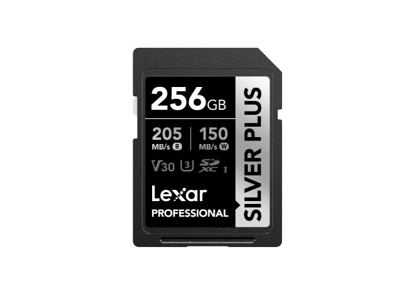 Lexar Professional SILVER PLUS 256GB SDXC™ UHS-I Card speeds of up to 205MB/s and 150MB/s and supports seamless recording of FULL-HD and 4K videos