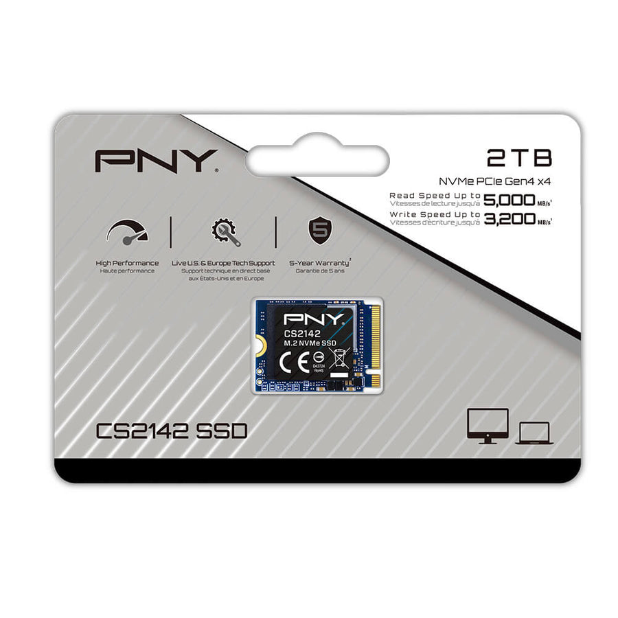PNY CS2142 2TB PCIe M.2 2230 NVMe Gen4x4 SSD 5,000MB/s 3200MB/s 5yrs