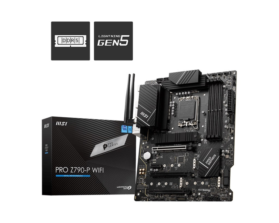 MSI PRO Z790-P WIFI Intel LGA 1700 ATX Motherboard, 4x DDR5 128GB, 1x PCI-E x 16, 1x PCI-E x 14, 4x M.2, 6x SATA, 4x USB 3.2, 4x USB2.0,