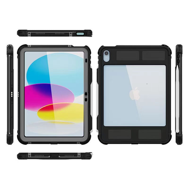 Generic Apple iPad (10.9') (10th Gen) WaterProof Case Black - Support Smart Control Keyboard, 360° Rotation, DustProof, SnowProof, DropProof, IP68