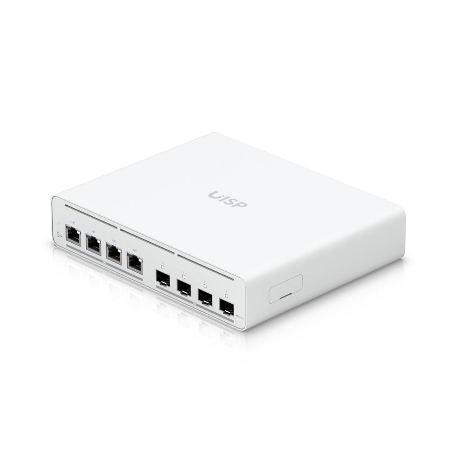 Ubiquiti UISP Switch Plus, 2.5 GbE PoE Switch For ISP Applications, RJ45 Ports, 27V Passive PoE Output, 4 10G SFP+ ports, 2Yr Warr