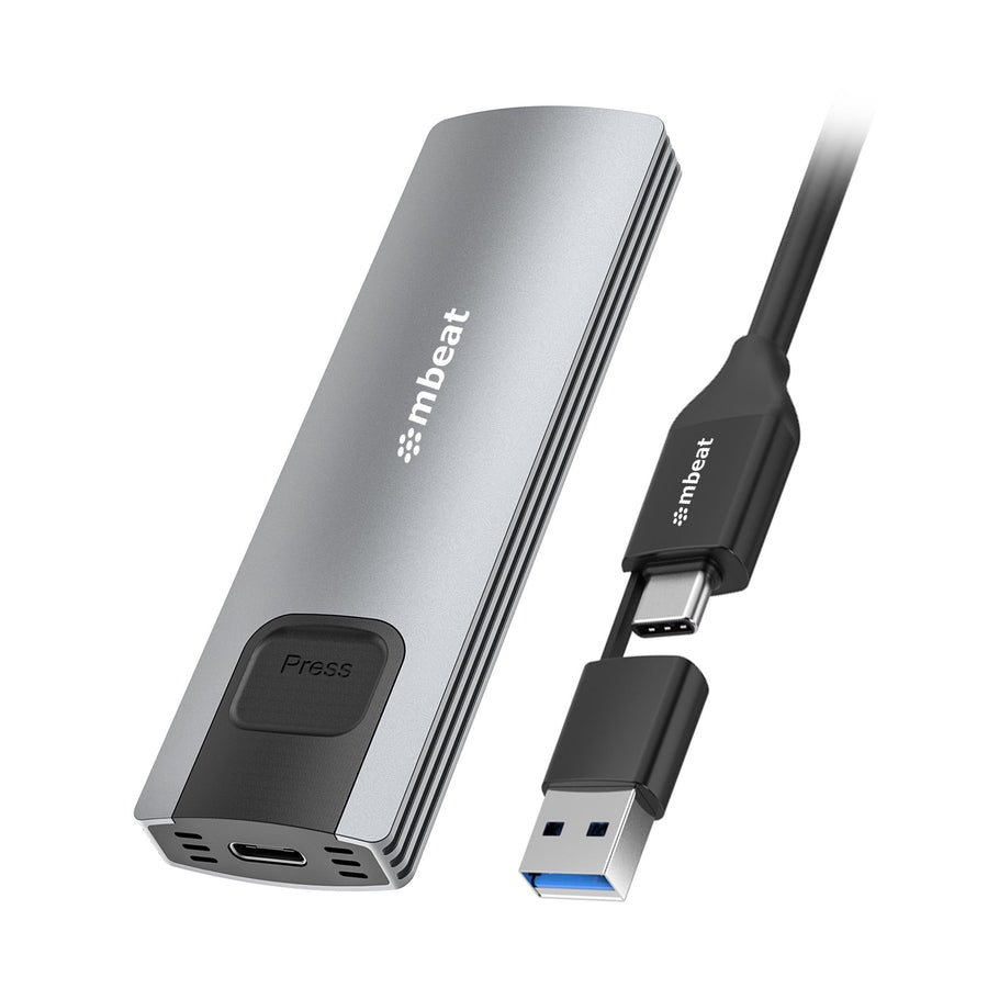 mbeat 10Gbps M.2 NVMe SATA SSD Enclosure Easily install Versatile Storage Options up to 4TB USB Connectivity with 2-in-1 Cable Package Weight: 102g