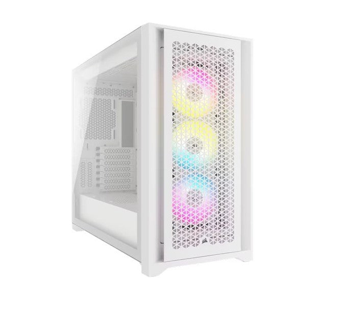 Corsair iCUE 5000D RGB High Airflow, 3x AF120 RGB Elite Fan, Lighting Node Pro Controller, Tempered Glass Mid-Tower, White Gaming Case