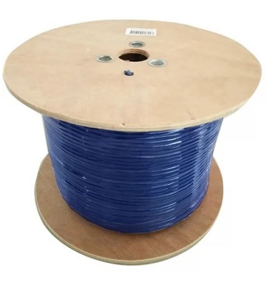 8Ware 350m CAT6 Cable Roll Blue Bare Solid Copper Twisted Core PVC Jacket >305m Cable Roll on Wooden Rell