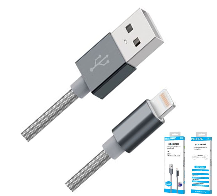 8Ware Premium 1m Apple Certified USB Lightning Data Sync Fast Charging Cable for iPhone X XS XR Max 8 7 6 iPad Air Mini iPod Retail Pack