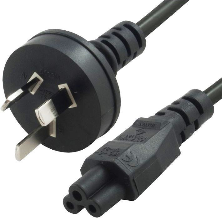 8ware 2m AU Power Lead Cord Cable 3-Pin AU to ICE 320-C5 Cloverleaf Plug Mickey Type Black Male to Female 240V 7.5A 3 core Notebook/Laptop AC Adapter