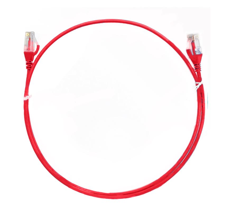 8ware CAT6 Ultra Thin Slim Cable 0.25m / 25cm - Red Color Premium RJ45 Ethernet Network LAN UTP Patch Cord 26AWG for Data