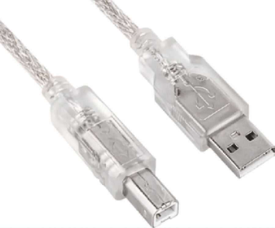 Astrotek USB 2.0 Printer Cable 2m - Type A Male to Type B Male Transparent Colour for HP Canon Epson Brother Xerox Lexmark Dell