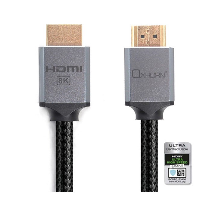 Oxhorn 5m HDMI2.1a Certified Male to Male 8K @60Hz 3D Ultra luminum Header Cable