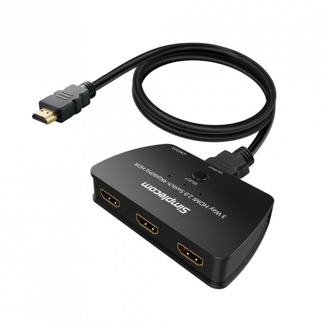 (LS) Simplecom CM323 3 Way HDMI 2.0 Switch 3 IN 1 OUT Ultra HD 4K 60Hz HDR HDCP 2.2