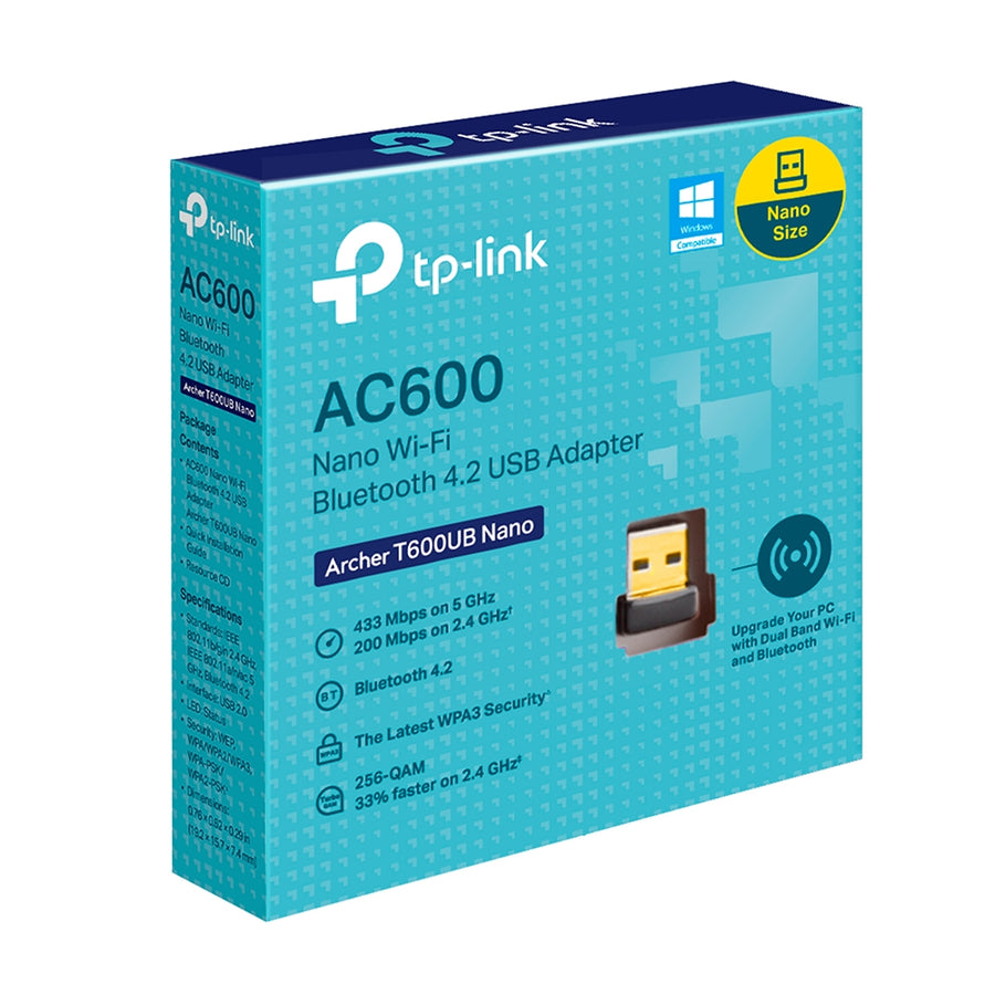 TP-Link Archer T600UB Nano AC600 Nano Wi-Fi Bluetooth USB Adapter, Up to 600Mbps speeds with 200Mbps @2.4GHz, 433Mbps@5GHz