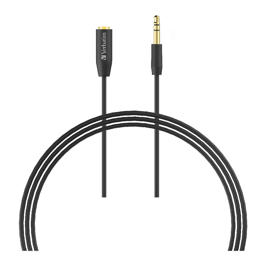 Verbatim 3.5mm 3 Meters - Premium Aux Audio Extension Cable 3m - Black