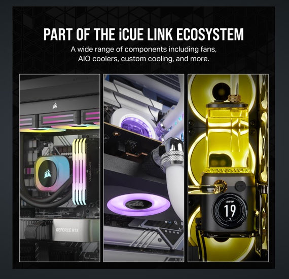 Corsair RX120 iCUE LINK PWM Triple Fan Starter Kit. Black Fan - Glass fiber-reinforced LCP fan blades