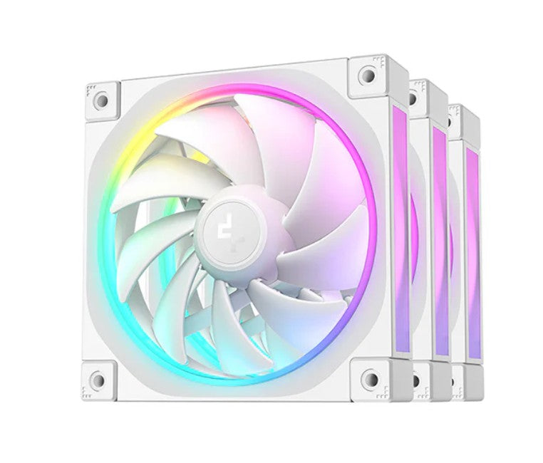 DeepCool FL12 White 120mm Unique ARGB Fans, Low Noise, 4-pin PWM, Fluid Dynamic Bearing, Addressable RGB LED