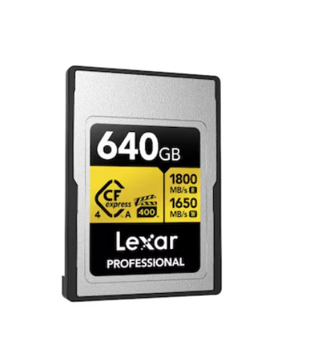 Lexar Professional GOLD CFexpress™ 4.0 Type A Card 640GB -- Cfexpress 4.0 Type A Professional Gold Series, up to 1800MB/s read, 1650MB/s write