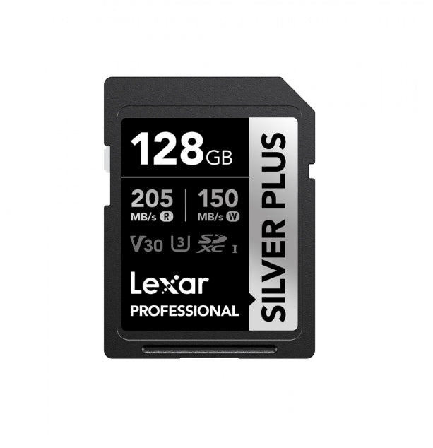 Lexar Professional SILVER PLUS 128GB SDXC™ UHS-I Card read/write speeds of up to 205MB/s and 150MB/s and supports seamless recording of FULL-HD and 4K