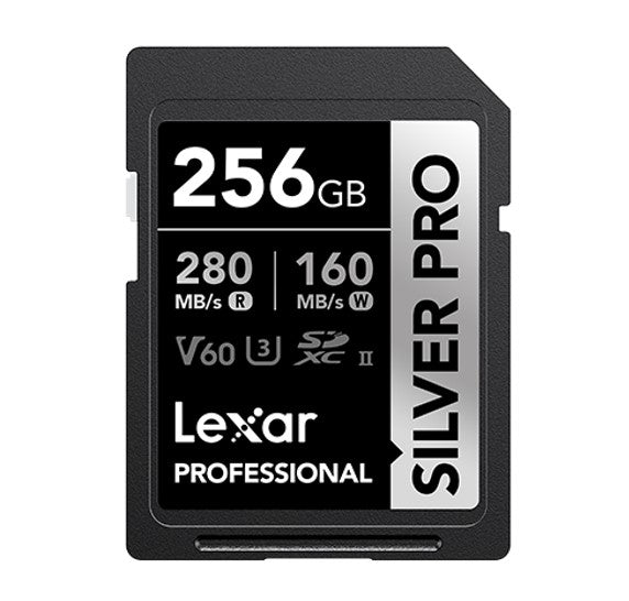 Lexar Professional SILVER PRO 256GB SDXC™ UHS-II Card 256GB—C10,  UHS-II(U3), V60, Silver Pro,  up to 280MB/s read, 160MB/s write