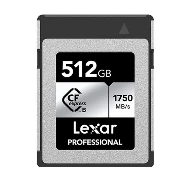 Lexar Professional CFexpress™ Type B card Silver Series 512GB—Up to 1750MB/S read, up to 1300MB/s write,minimum sustained write speed 850MB/s1