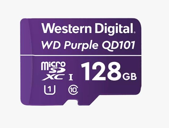 Western Digital WD Purple 128GB MicroSDXC Card 24/7 -25°C to 85°C Weather Humidity Resistant for Surveillance IP Cameras mDVRs NVR Dash