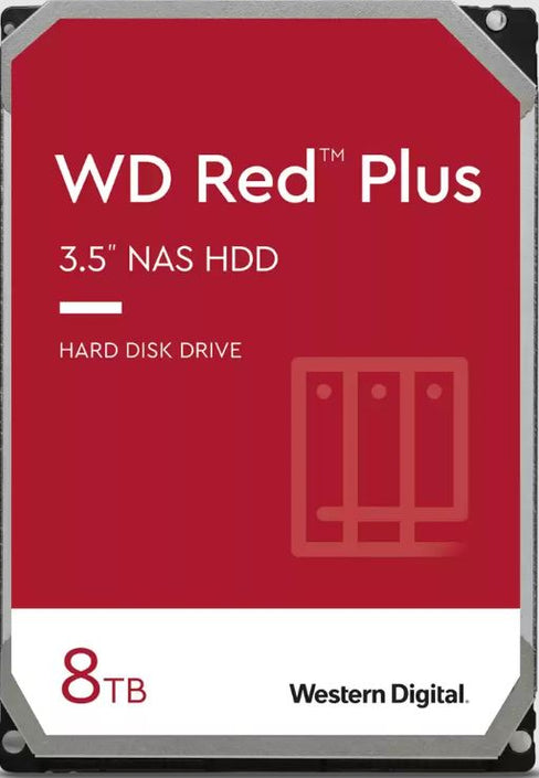 Western Digital WD Red Plus 8TB 3.5' NAS HDD SATA WD80EFPX  215MB/s  5640 RPM  256MB Cache  3-Year Limited Warranty