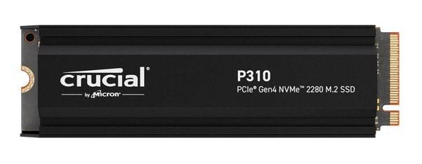 Crucial P310 1TB Gen4 2280 NVMe SSD w Heatsink 7100/6000 MB/s R/W 220TBW 1000K/1200K IOPS 1.5M hrs MTTF Full-Drive Encryption M.2 PCIe4 5yrs