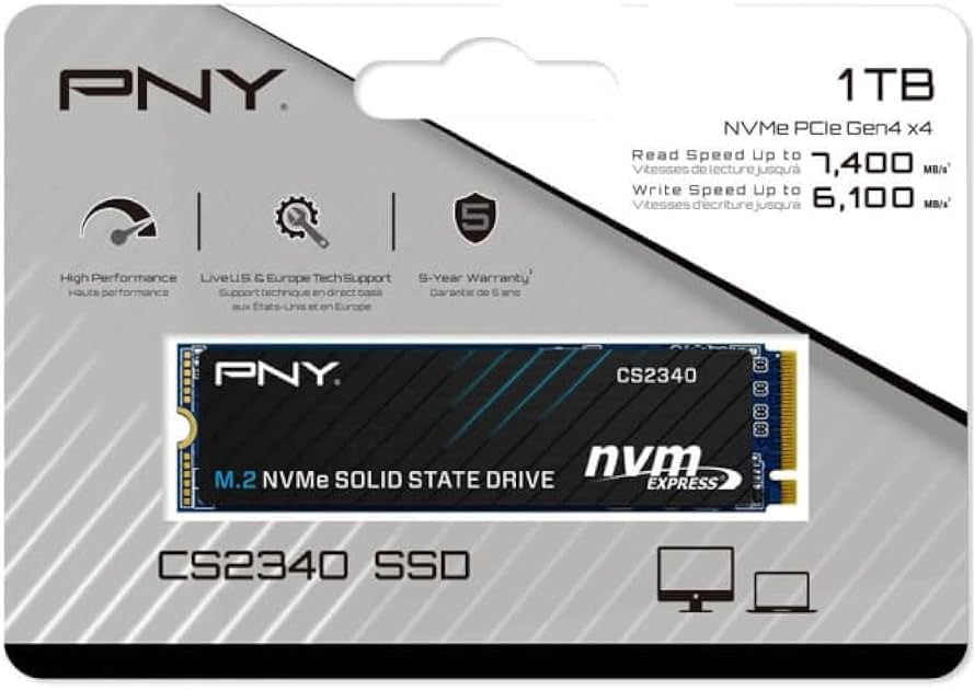 PNY CS2340 1TB M280CS2340-1TB-TB 7,400 MB/s (Read), 6,400 MB/s (Write)