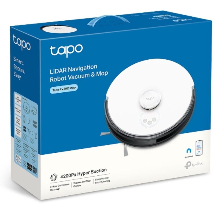 TP-Link Tapo RV30C Mop LiDAR Navigation Robot Vacuum & Mop, 4200Pa Hyper Suction, Auto-Charging, 3200mAh Battery for Long-lasting, Auto-Charging