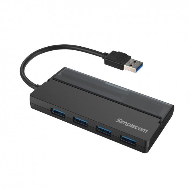 (LS) Simplecom CH329 Portable 4 Port USB 3.2 Gen1 (USB 3.0) 5Gbps Hub with Cable Storage - Black