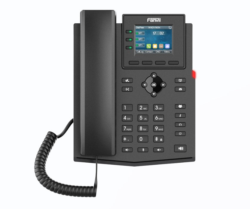 Fanvil X303W Enterprise IP Phone, 2.4-inch Color Screen, 4 SIP Lines, 6-party conferencing, HD audio, Built-in 2.4GHz & 5GHz Wi-Fi, External PS