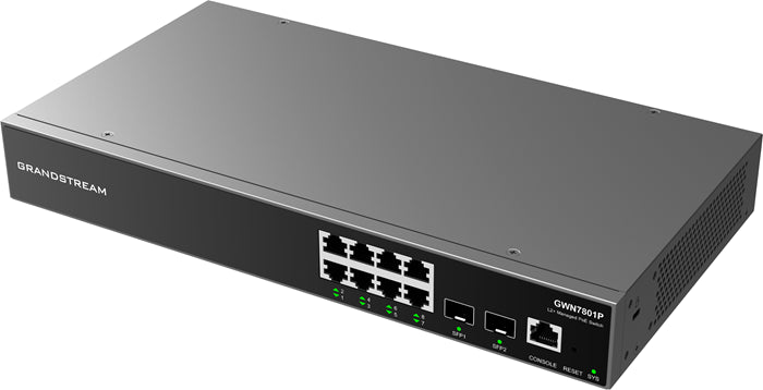 Grandstream GWN7801P Enterprise Layer 2+ Managed Network Switch - 8 Ethernet Ports, 2 SFP Ports, PoE