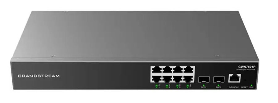 *LS* Grandstream IPG-GWN7811 Layer 3 network switch with 8 RJ45 Gigabit Ethernet ports for copper plus two 10 Gigabit SFP+ ports for fiber