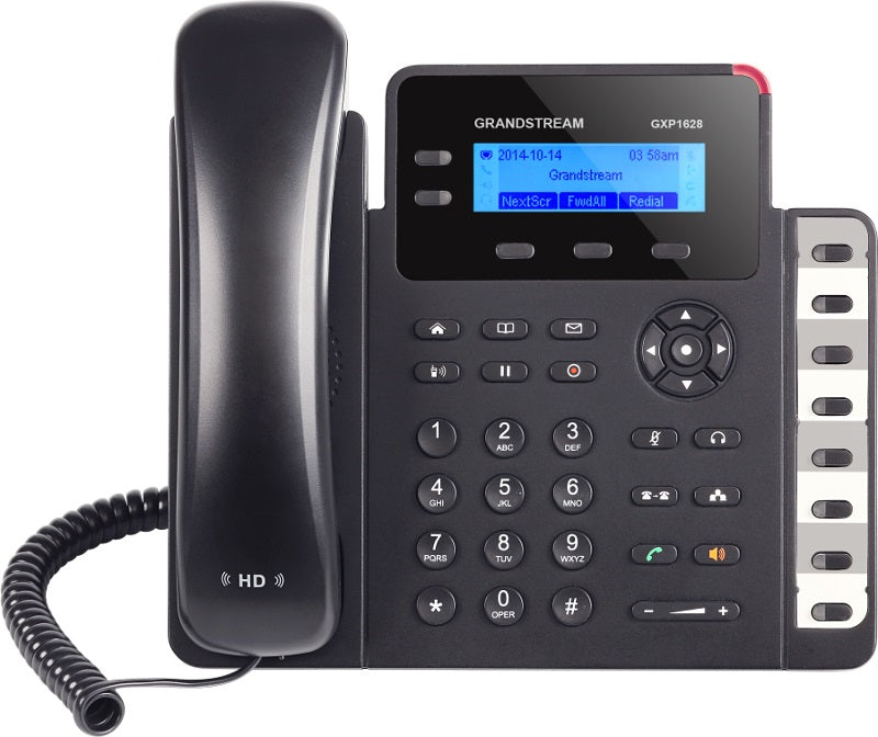 *LS* Grandstream GXP1628 2 Line IP Phone, 2 Sip Accounts, 132x48 Backlit Graphical Display, HD Audio, Dual-Switched Gigabit Ports, Powerable Via POE