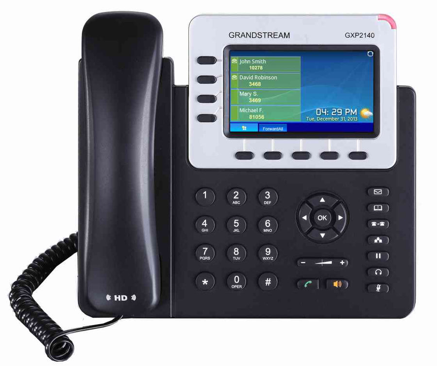 *LS* Grandstream GXP2140 4 Line IP Phone, 4 SIP Accounts, 480x272 Colour LCD Screen, HD Audio, Built-In Bluetooth, Powerable Via POE