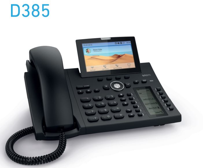 SNOM D385 12 Line IP Phone, SIP Desktop Phone Colour, SmartScreen, Sensor Hook Switch, Bluetooth, USB