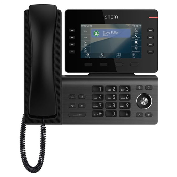 SNOM D812 Desk Telephone, 5' color LCD Screen with 8 SIP accounts, GigE ethernet switch, and 1 USB port, 8 (28) Self-Labeling Keys, PoE, 3Y Warranty