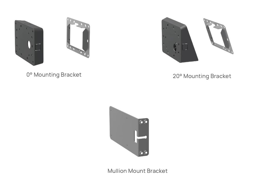 Yealink RoomPanel Mount Kits, Device Compatibility RoomPanel, 0° Mounting Bracket, 20° Mounting Bracket, Mullion Mount Bracket