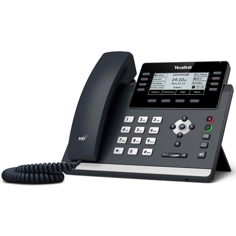 Yealink T43U 12 Line IP phone, 3.7' 360x160 pixel Graphical LCD with backlight, Dual USB Ports, POE Support, Wall Mountable, ( T42S ), 3.7' screen