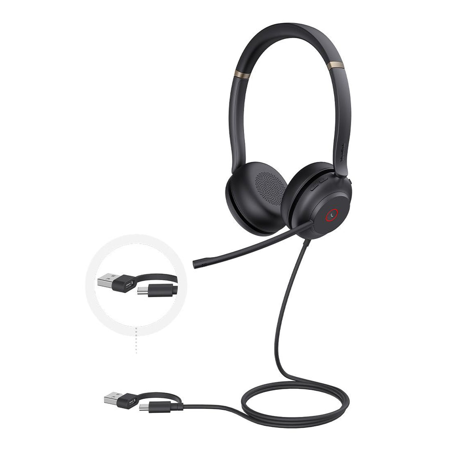 Yealink UH37 Dual USB-C/A USB Wired Headset, UC Dual, USB-C/A, 35mm Speakers, Stereo, HD Audio, 2Mic Noise Killer, Microsoft Teams & UC Certified