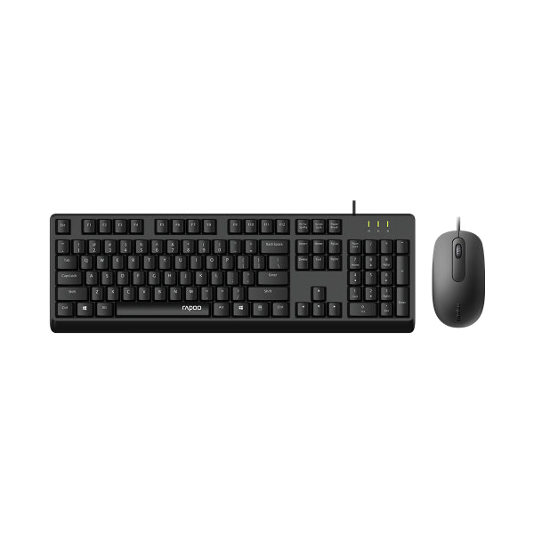 RAPOO X130pro - Wired Keyboard and Mice Combo Black with Spill Resistant / 1000dpi Optical Business and Office choice. Full Size with Numpad.