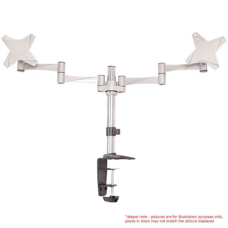 Astrotek Dual Monitor Arm Desk Mount Height Adjustable Stand for 2x LCD Display 23.8' 24' 27' 31.5' 32' 8kg 30° Tilt 180° Swivel 360° Pivot VESA