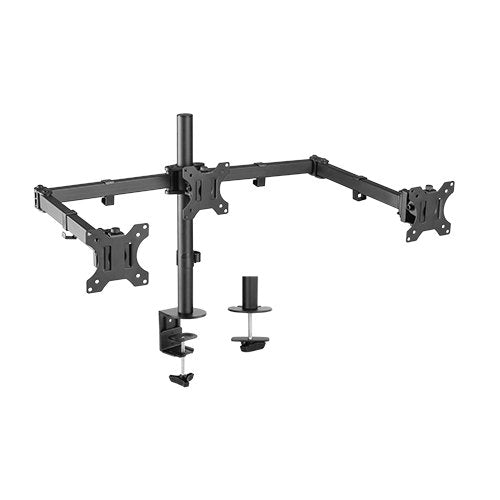 Brateck Triple Screens Economical Double Joint Articulating Steel Monitor Arms, Extended Arms & Free Rotated Double Joint,Fit 13'-27' Up to 7kg. (LS)