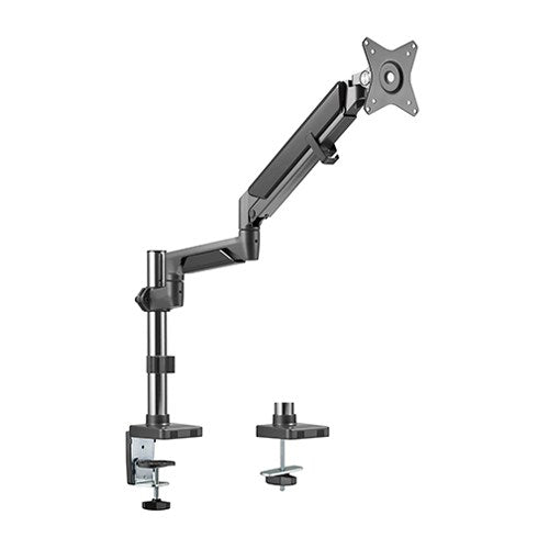 Brateck Single Monitor Pole-Mounted Epic Gas Spring Aluminum Arm Fit Most 17'-32' Monitors, Up to 9kg per screen VESA 75x75/100x100 Space Grey (LS)