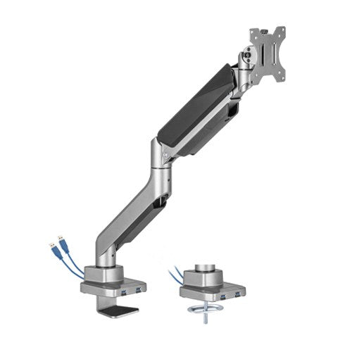 Brateck Single Monitor Economy Heavy-Duty Gas Spring Monitor Arm with USD3.1 Ports Fit Most 17'-35' Up 15kg (LS)