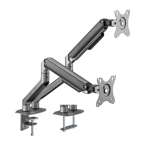 Brateck Dual Monitor Economical Spring-Assisted Monitor Arm Fit Most 17'-32' Monitors, Up to 9kg per screen VESA 75x75/100x100 Space Grey