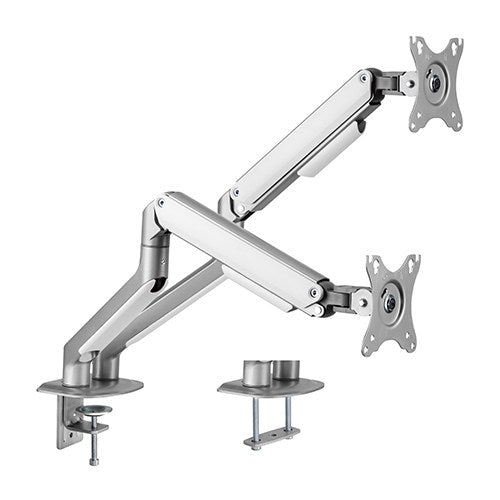 Brateck Dual Monitor Economical Spring-Assisted Monitor Arm Fit Most 17'-32' Monitors, Up to 9kg per screen VESA 75x75/100x100 Matte Grey (LS)