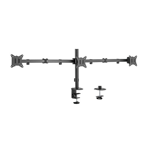 Brateck Triple-Monitor Steel Articulating Monitor Mount Fit Most 17'-27' Monitor Up to 9KG VESA 75x75,100x100(Black)