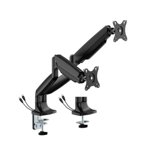 BrateckLDT82-C024UCE SCREEN HEAVY-DUTY MECHANICAL SPRING MONITOR ARM WITH USB PORTS For most 17'~35' Monitors, Matte Black (LS)