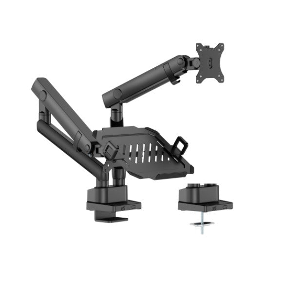 Brateck LDT84-C024ML-B POLE-MOUNTED HEAVY-DUTY MECHANICAL SPRING MONITOR ARM WITH LAPTOP TRAY BLACK (LS)