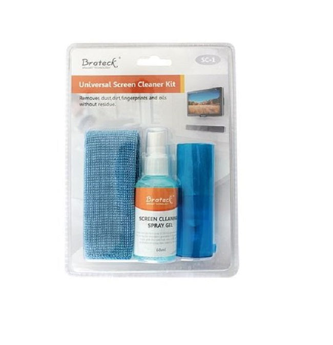 Brateck 3-In-1 Screen Cleaner Kit 1 x 60ml Screen Cleaner + 1 x 200x200mm Pearl Cloth + 1 x Soft Brush (LS)