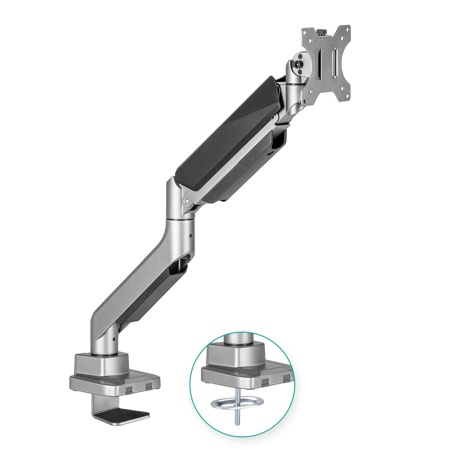 mbeat® Activiva Heavy Duty Single Monitor Screen Gas Spring Monitor Arm ACA-HMA-SGS01Y Color: Metallic Grey Screen Rotation: +180°~-180°